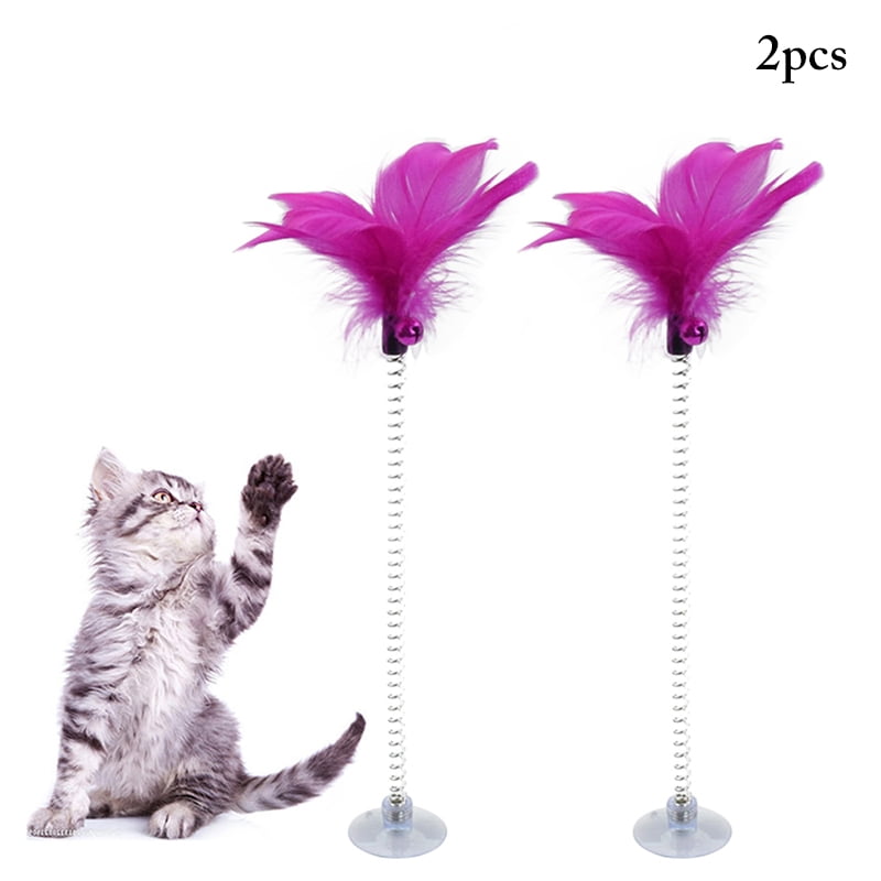 2 Pcs Jouet d'Entraînement pour Chat avec Ventouse et Cloche à Ressort, Jouet pour Animaux