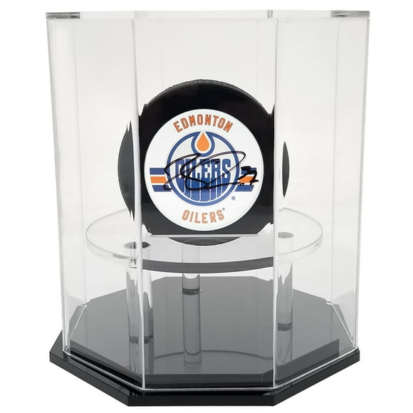 OnDisplay Deluxe UV-Protected Hockey Puck Display Case - Base Octogonale Noire