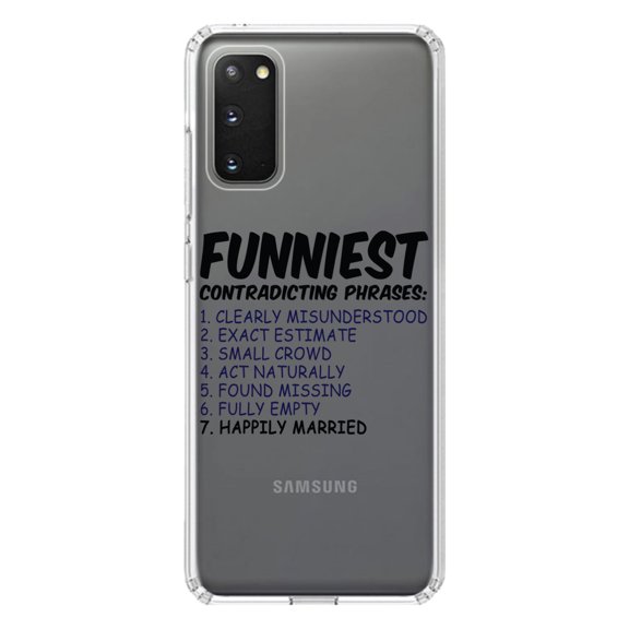 DistinctInk Clear Shockproof Hybrid Case for Galaxy S20 ULTRA / 5G (6.9" Screen) - TPU Bumper Acrylic Back Tempered Glass Screen Protector - Funniest Contradicting Phrases - Married