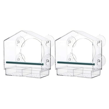 Bird Feeder, Acrylic Clear Window Bird Feeder, Tray Bird Garden Pet Feeder