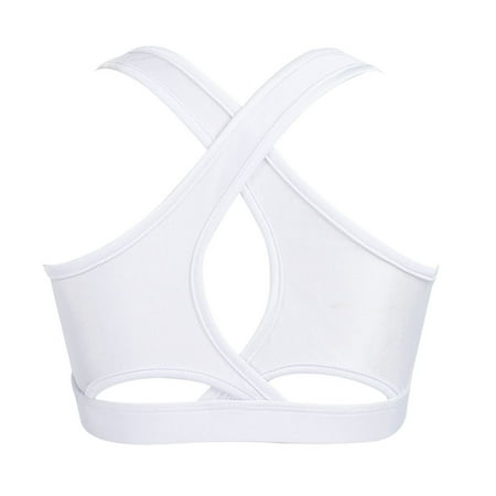 Ocealan Girls Crisscross Back Sports Bra Gymnastics Dance Sports Crop Top Yoga Shirts White 10
