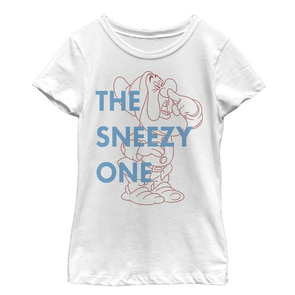 Girl's Snow White and the Seven Dwarfs Sneezy One  Graphic Tee White Large