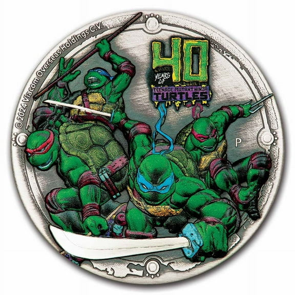2024 TUV 2 oz Silver TMNT Colorized & Antiqued HR (Box)