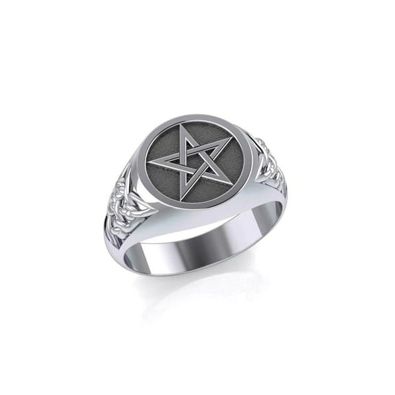 Celtic Knotwork Pentagram Pentacle 925 Sterling Silver Ring Pagan Wiccan Jewelry