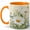 Orange, variant on White Daisy Flowers 11oz Ceramic Mug, Wildflower Coffee Cup