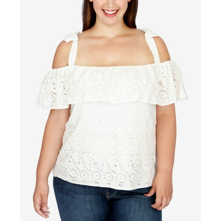 Lucky Brand Trendy Plus Size Off-The-Shoulder Eyelet Top