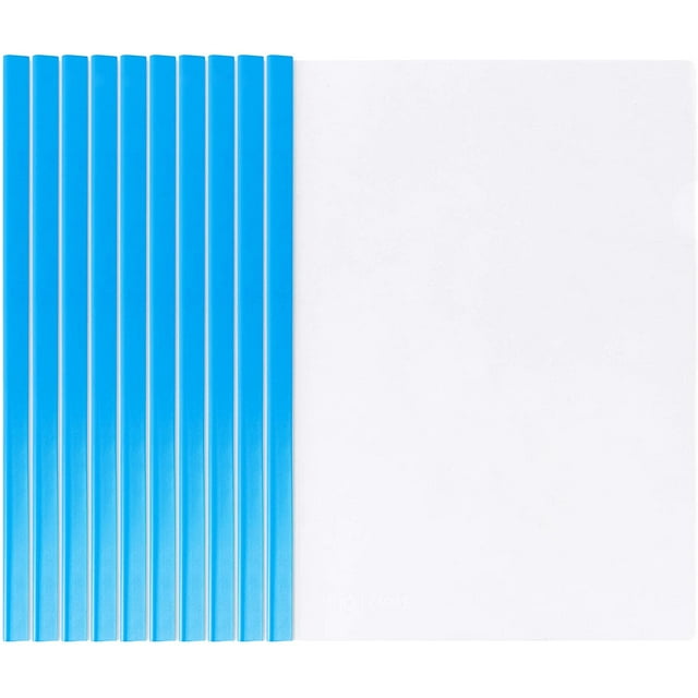 10 Pack Sliding Bar Clear Report Covers, Transparent Resume Presentation File Folders Organizer Binder For A4 Size Paper, Blue
