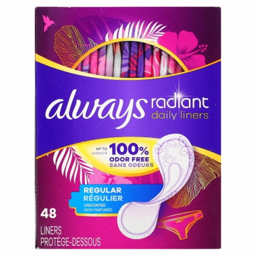Always Radiant Daily Liners Regular Absorbency Unscented 48 count - Pack of 2