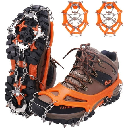 Crampons, Ice Spikes, Shoe Claws with 19 Stainless Steel Teeth / Spikes ...