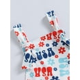thumbnail image 5 of Arvbitana 12M 18M 24M 3T 4T 5T Toddler Girls Summer 4th of July Casual Sling Jumpsuit Sleeveless Letter Floral Print Suspender Pants, 5 of 8