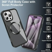Shelltech Case for iPhone 16 Pro Max,360° Full Body Protective Built-in Screen Protector Compatible with MagSafe Case Ultra-Thin TPU+PC Shockproof Clear Back Cover for iPhone 16 Pro Max,Black