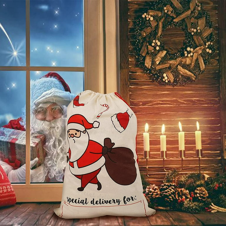 Santa Sacks Christmas Sack for Kids Gift Large Linen Santa Bag with Drawstring Xmas Presents Storage Bag 19.7 x 27.6 Walmart