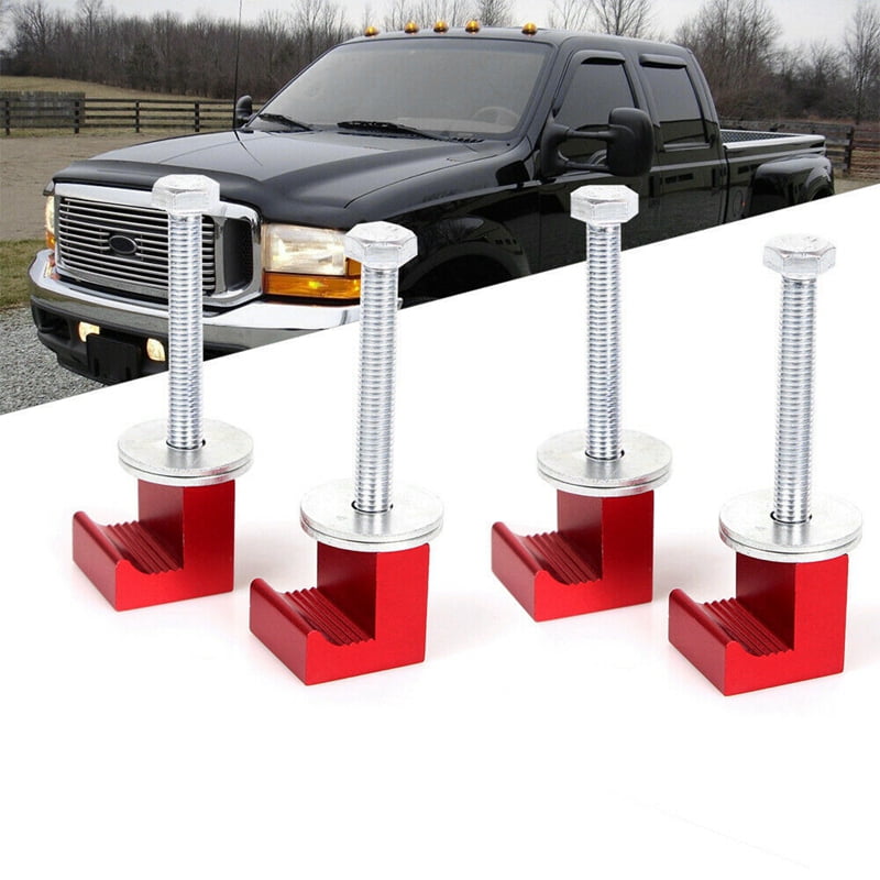 Truck Tool Box Tie Downs Aluminum J Hook Crossover 4 Pack Red