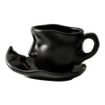 thumbnail image 5 of TISHITA Coffee Cup with Saucer Tea Cup and Saucer Interesting European 100ml Water Glass Teaware Cappuccino Cups Human Face Shape Mug black, 5 of 8