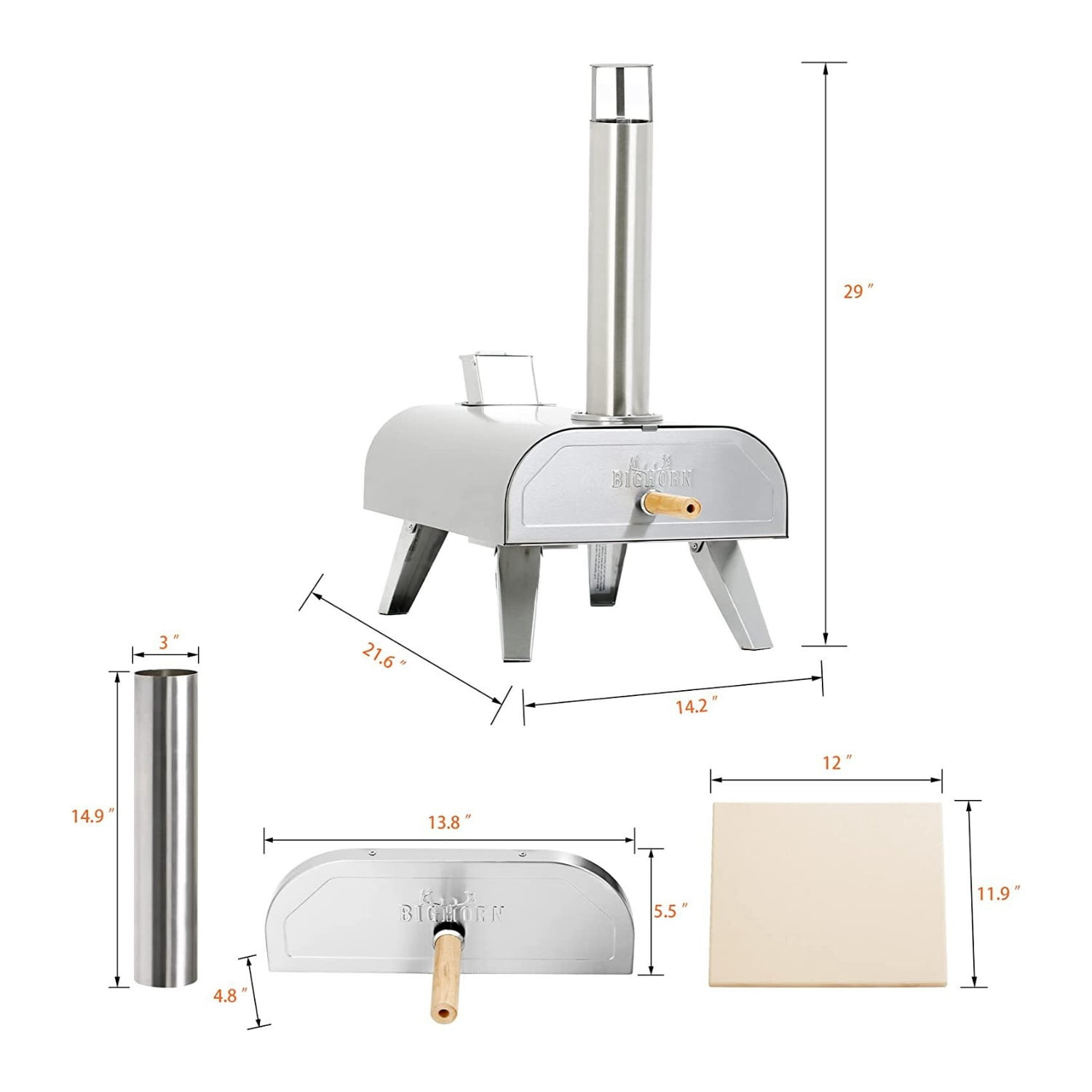 Big Horn Outdoors Wood Pellet, Wood Fired, Stainless Steel Pizza Oven  (Silver) - Walmart.com