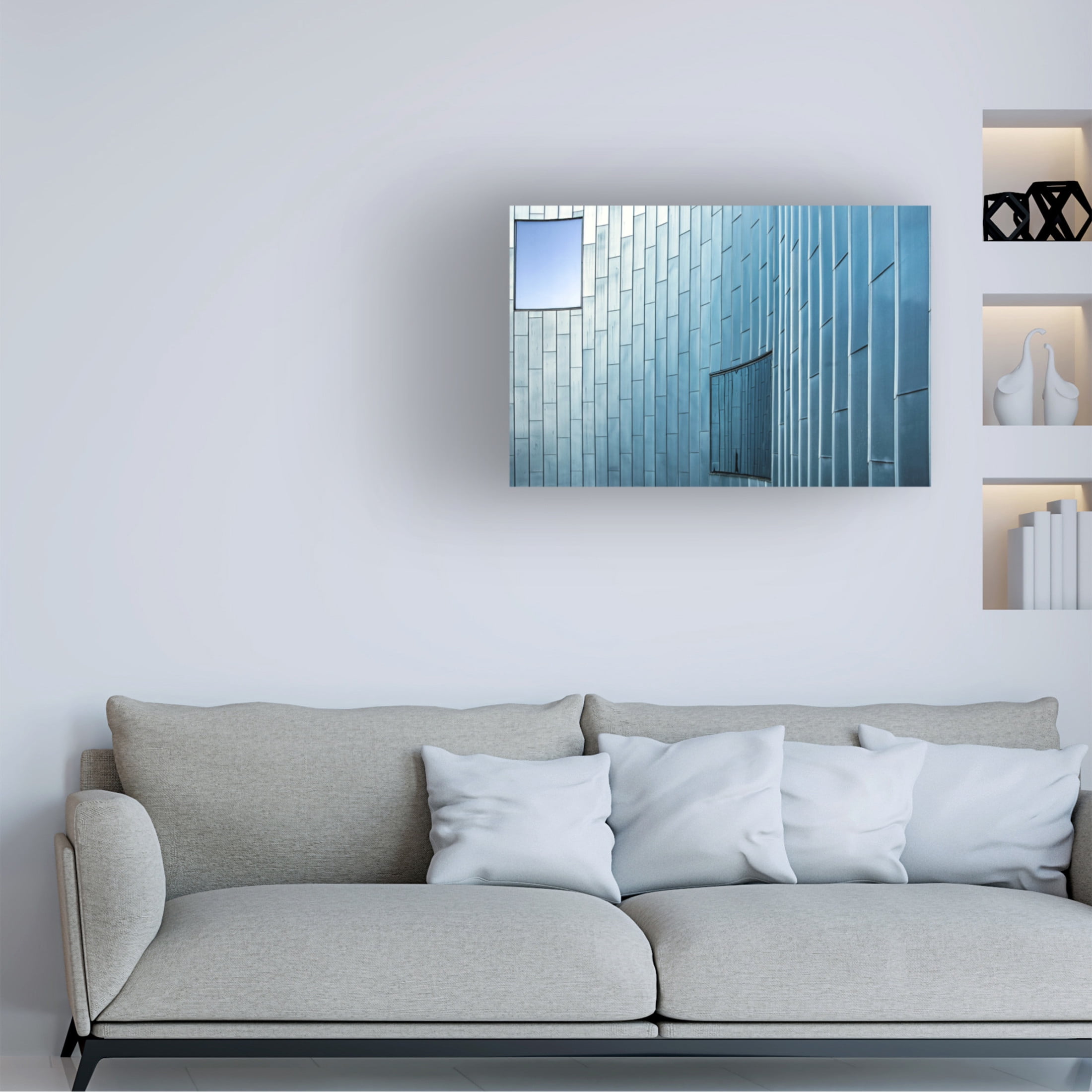 Canvas Wall Art - Linda Wride 'Lines And Frames' Wall Art for Living Room, Bedroom, or Office D?cor by Trademark Fine Art - 47 x 30 Inches