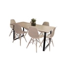 thumbnail image 3 of CASA FERRO Mesa de comedor moderno para 6 personas, patas de acero, superficie de MDF tipo nogal - Acero Negro, MDF color Nogal. (SIN SILLAS) CASA FERRO Mesa de Comedor estilo Industrial, 3 of 4