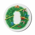 thumbnail image 1 of Christmas Alphabet Mouse Pad for Computers, Letter O Ornamented with Ribbons Baubles Stars Leaves of Fir Tree Print, Round Non-Slip Thick Rubber Modern Mousepad, 8" Round, White Green, by Ambesonne, 1 of 2