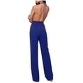 thumbnail image 5 of BLVB Women's V Neck Sleeveless Tied Backless Long Wide Leg Pant Outfits Jumpsuit Elegant Cocktail Party Romper Blue, 5 of 7