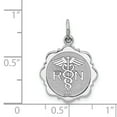 14kt White Gold Caduceus Angel Nursing Rn Registered Nurse Disc Pendant