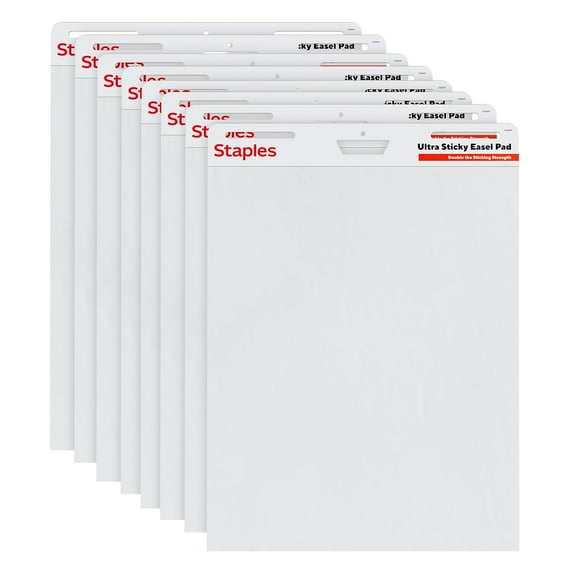 Staples Ultra Sticky Easel Pad 25" x 30" 30 Sheets/Pad 8 Pads/Pack (ST62838)