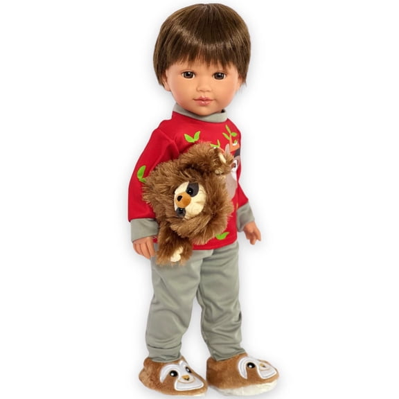 Adorable 18 Inch Boy Doll Clothes Set with Sloth Details and Plush Toy