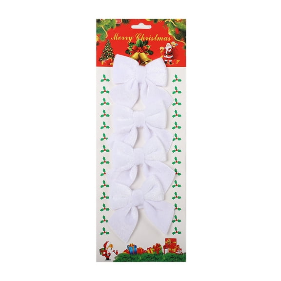 Deeceymbur Velvet Christmas Bows 4 Pack Flocked Holiday Decor for Xmas Tree Wreath Garlands Indoor Outdoor Home Decoration in Red Green Pink White