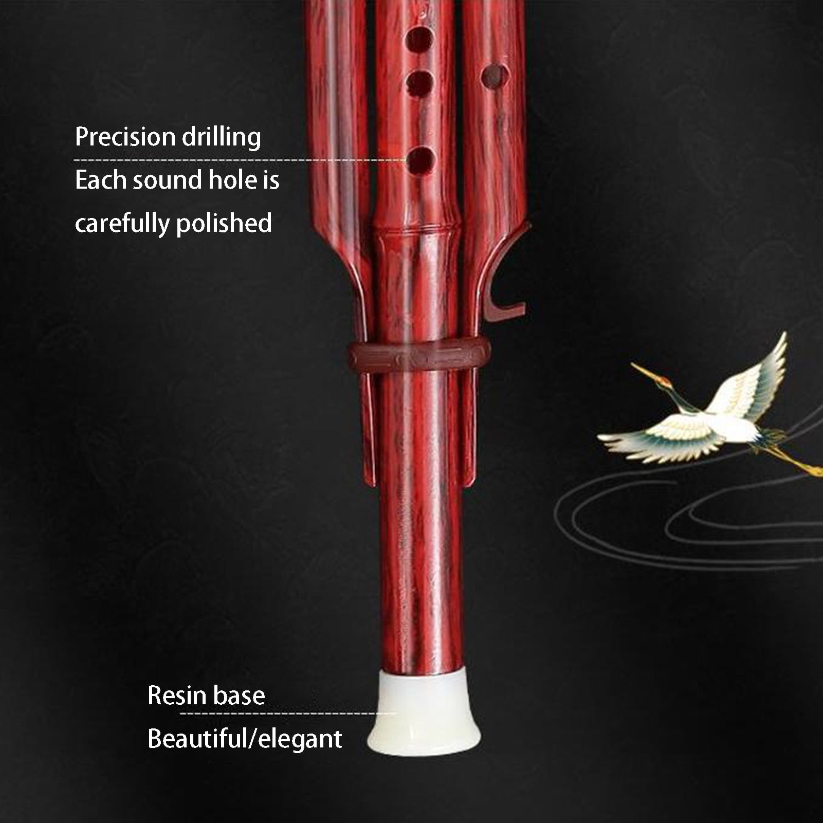 China Handmade Bamboo Hulusi Flute Ethnic Musical Instrument Traditional Instrument with Carrying Case for Beginners