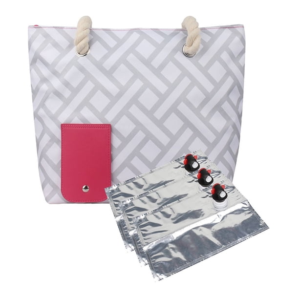 Bolsa térmica para vino rojo, portátil bolsa de mano para playa roja para vino