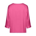 thumbnail image 6 of Bmisegm 3/4 Sleeve Tops For Women Casual Loose Fit V Neck Solid Color Pullover Tops For Summer Women's Tops Hot Pink_001 XL, 6 of 7