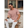 thumbnail image 4 of COOFANDY Men's Short Sleeve Knit Shirts Solid Color Crewneck T Shirts Casual Basic Knitted Pullover Tees, 4 of 9
