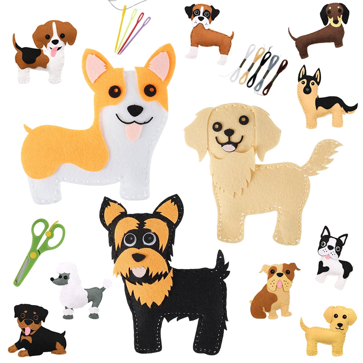 Sew Mini Dog Craft Kit For Kids 12 Pcs Felt Sewing Kit For Kids 4