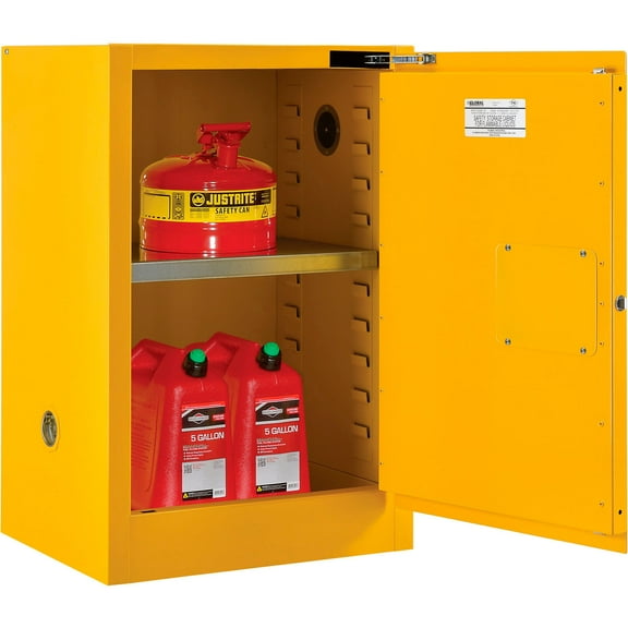 Global Industrial Flammable Cabinet, Self Close Single Door, 12 Gallon, 23"Wx19"Dx35"H