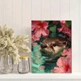 thumbnail image 2 of Qisvanset Otter Hibiscus Flower Canvas Print 12x16 Inch Kitchen Art, 2 of 8