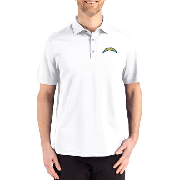 Men's Cutter & Buck White Los Angeles Chargers Big & Tall Advantage Refresh Epic Confidence Recycled Tri-Blend Pique