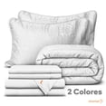 thumbnail image 2 of Dreamlab Edredón King Size Ligero y Juego de Sábanas con Fundas de Almohada Decorativas (7 piezas). Set de Colcha Ligera y Sábanas para Cualquier Temporada. Hipoalergénico. Moneda, Blanco / Blanco, 2 of 5
