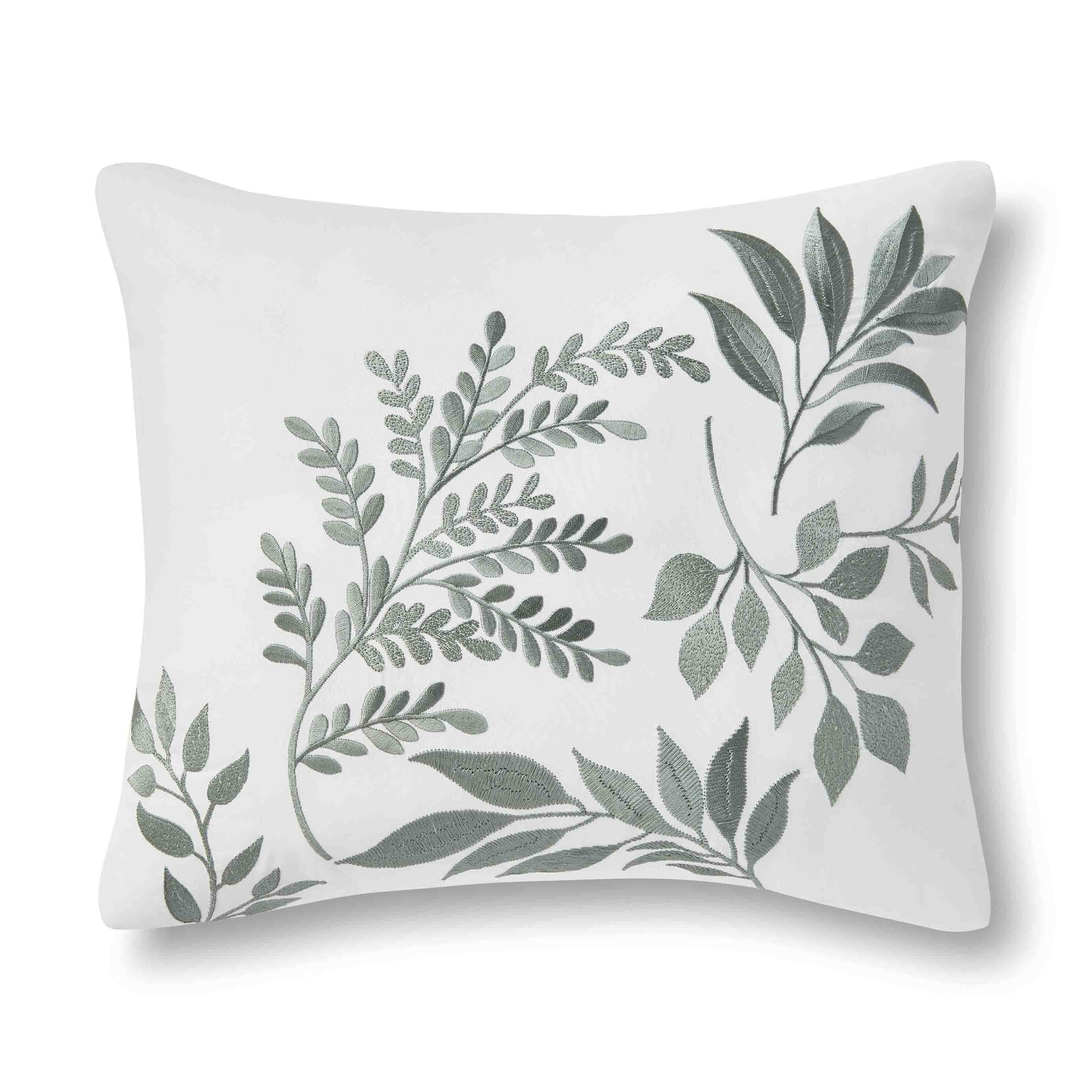 Mainstays 5-Piece Jacquard Comforter Set with Decor Pillow and Throw Sage Green Floral Bedding Set, King