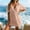 #065-Beige, variant on Warop Women's Beach Cover-Up Dress, Solid Color V-Neck with Tie Waist, Sun Protection for Swimming and Vacation