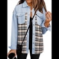 thumbnail image 2 of Chaqueta Vaquera Estilo Boyfriend, Informal, de Larga, con Botones y Bolsillos, para Mujer Azul L, 2 of 9