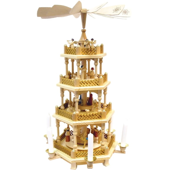 Alexander Taron 4-Tier Nativity Scene Christmas Pyramid Candle Holder - 21"