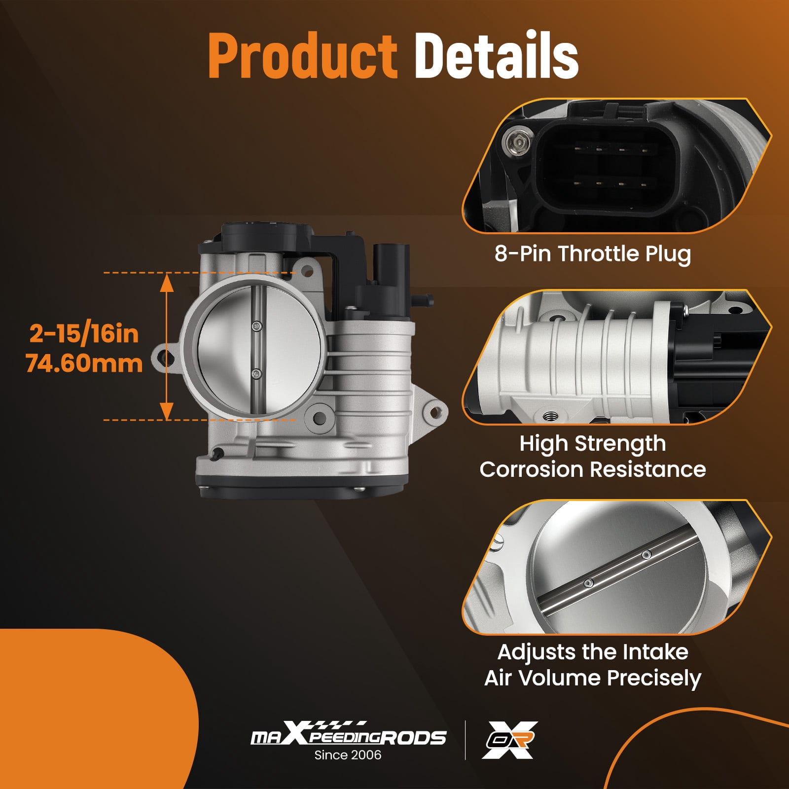 Maxpeedingrods Electronic Throttle Body 35100-3C200 for Hyundai Azera 2007-2011, for Entourage 2007-2008, for Santa Fe 2007-2009, for Sonata 2006-2010 TB1177 67-9001