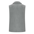 thumbnail image 6 of Women Lapel Fuzzy Fleece Vest Casual Sleeveless Zip Up Jacket Travel Holiday Outerwear with Side Pockets Gray S, 6 of 8