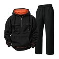 thumbnail image 2 of Delconic Mens Fleece Lined Hoodie and Straight Leg Pants Set Loose Fit Long Sleeve Half Zip Pullover Two Piece Tracksuit Black S, 2 of 7