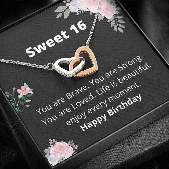 Sweet 16 - Life Is Beautiful - Interlocking Hearts Necklace - 16th Birthday Gift