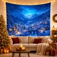 thumbnail image 3 of Snowy Mountain Village with Glowing Cottages and Stone Bridge, Peaceful Rustic for Winter Lovers, Night Scene Art, Christmas Gift, Tapestry Wall Hanging for Bedroom and Living Room, 3 of 7