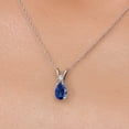 thumbnail image 3 of Gem Stone King 14K White Gold Blue Created Sapphire and White Created Sapphire Pendant Necklace for Women | 1.04 Cttw | Gemstone September Birthstone | Pear Shape 7X5MM | With 18 inch Chain, 3 of 6