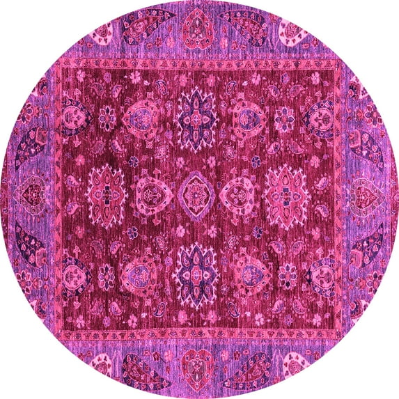 Ahgly Company Indoor Round Oriental Pink Traditional Area Rugs, 8' Round