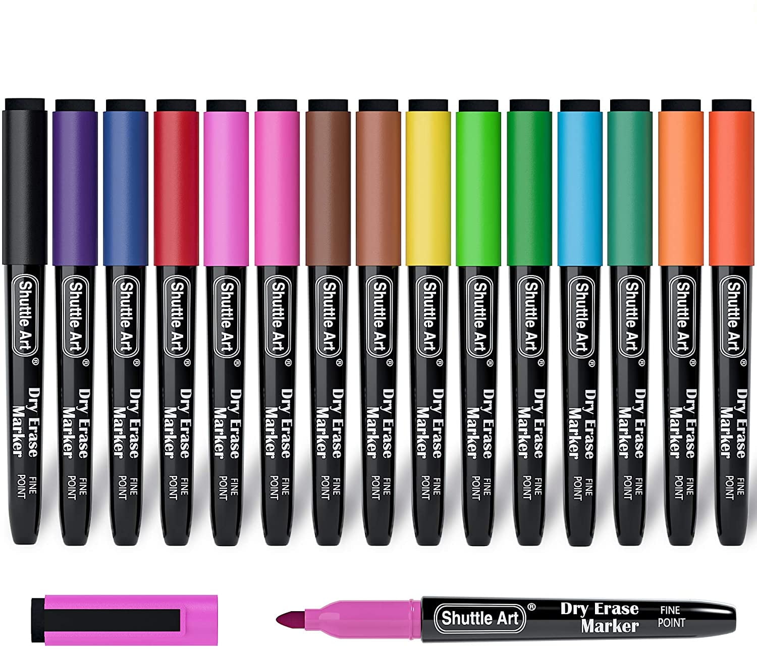 Dry Erase Markers, Shuttle Art 15 Colors Magnetic Whiteboard Markers with Erase,Fine Tip Dry Erase Markers Perfect For Writing on Whiteboards, Dry-Erase Boards,Mirrors for School Office Home
