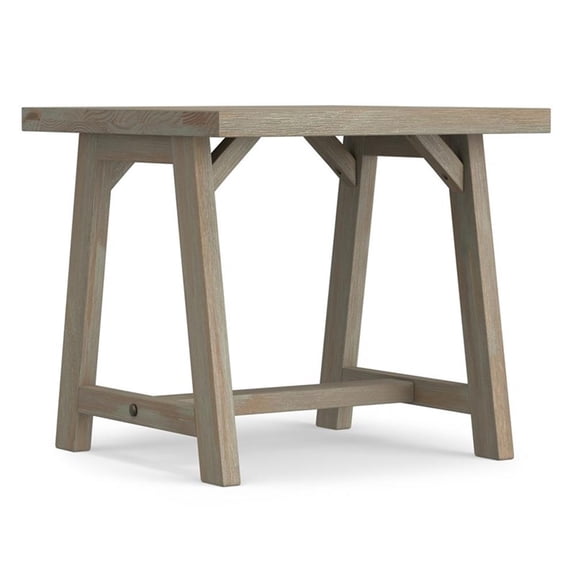 Afuera Living 22"W Solid Wood Industrial End Side Table in Distressed Gray