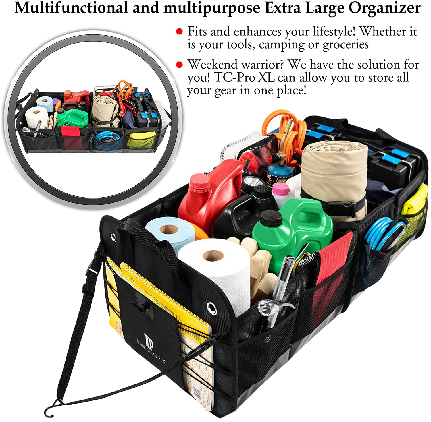 Portable Trunkcratepro Collapsible Multi Compartments Trunk Organizer
